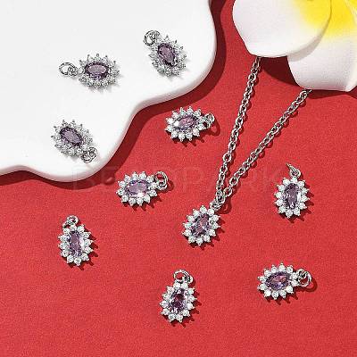 SHEGRACE Brass Micro Pave Cubic Zirconia Pendants XGRQ2O700-446E-P-1