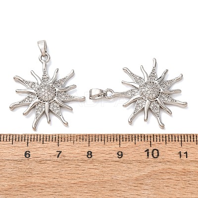 Brass Micro Pave Clear Cubic Zirconia Pendants CU-CBA2907-03A-P-1
