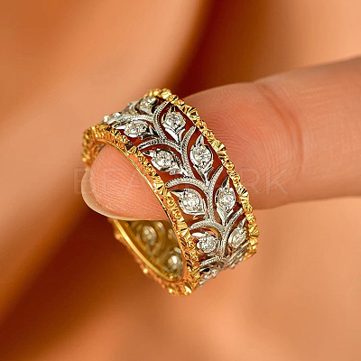 Brass Micro Pave Clear Cubic Zirconia Finger Rings FS-WG88BF1-04-1