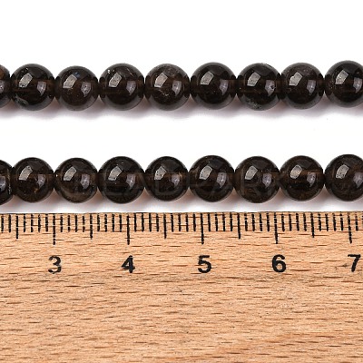 Natural Smoky Quartz Round Beads Strands X-G-E329-6mm-38-1