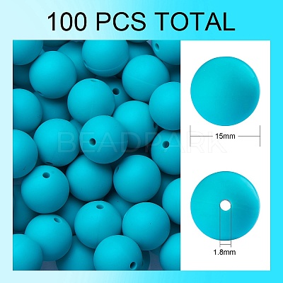 100Pcs Silicone Beads Round Rubber Bead 15MM Loose Spacer Beads for DIY Supplies Jewelry Keychain Making JX440A-1