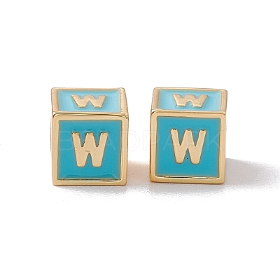 Rack Plating Brass Enamel Beads KK-B060-04G-06W-1