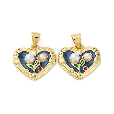 Flower Brass Enamel Pendants LS-KK-D390-17G-05-1