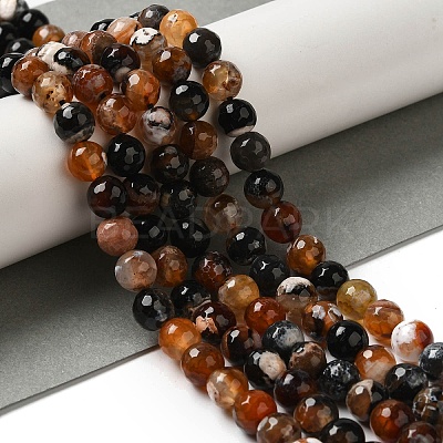 Dyed & Heated Natural Fire Crackle Agate Beads Strands G-P539-B01-04-1