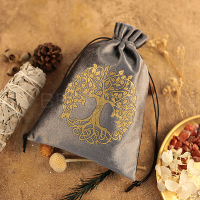 Rectangle Gold Stamping Velvet Tarot Storage Drawstring Bags for Divination ABAG-WH20001-25A-1