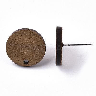 Walnut Wood Stud Earring Findings MAK-N033-008-1