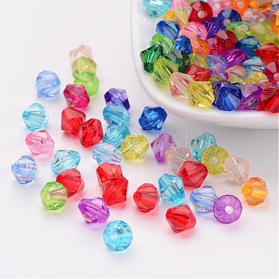 Mixed Color Chunky Dyed Transparent Acrylic Faceted Bicone Spacer Beads for Kids Jewelry X-DBB6mm-1