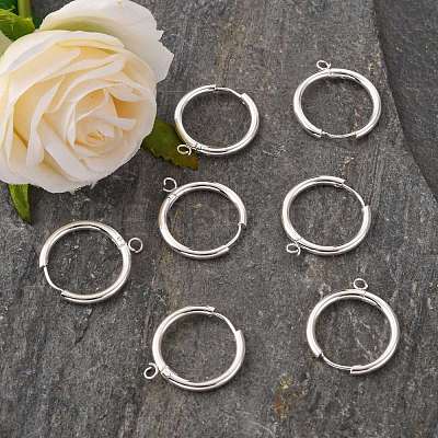 201 Stainless Steel Huggie Hoop Earring Findings STAS-P283-01I-S-1