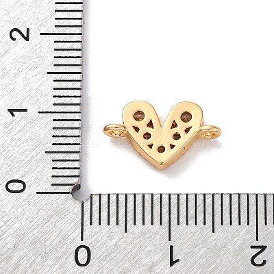 Brass Micro Pave Cubic Zirconia Heart Connector Charms KK-F894-03G-01-1
