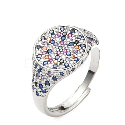 Brass Micro Pave Cubic Zirconia Cuff Rings for Women RJEW-A069-13P-1