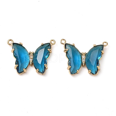 Brass Pave Faceted Glass Connector Charms FIND-Z020-03P-1