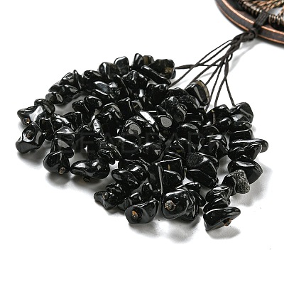 Natural Obsidian Chip Tree of Life Pendants Decoration G-F733-06H-1