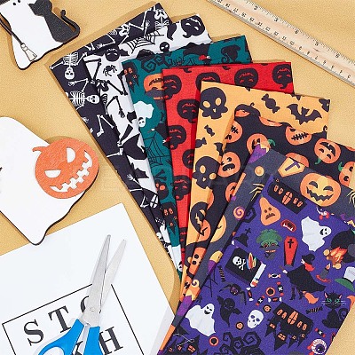 Halloween Printed Polycotton Fabric DIY-WH0032-07B-1
