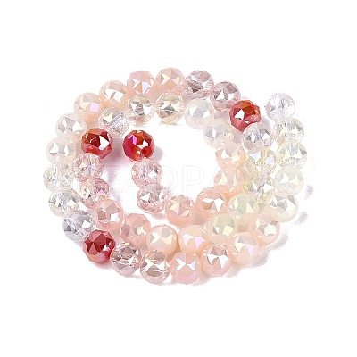 Electroplate Imitation Jade & Opaque & Transparent Glass Beads Strands EGLA-Q135-8MM-A14-1