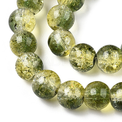Two-Tone Crackle Baking Paint Transparent Glass Beads Strands CCG-T004-8mm-01-1