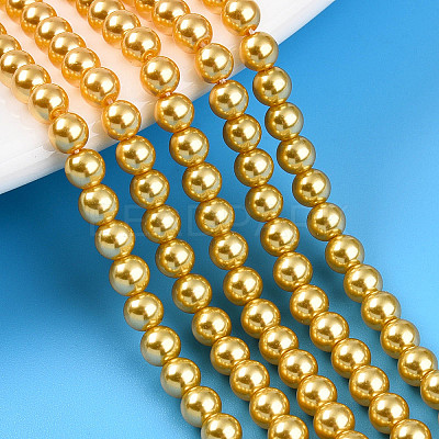Baking Paint Pearlized Glass Pearl Bead Strands HY-N002-4mm-A08-1