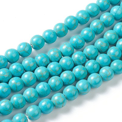 Synthetic Turquoise Beads Strands G-J389-02C-1