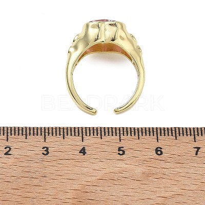 Brass Pave Cubic Zirconia Cuff Open Rings for Women RJEW-L343-08G-02-1