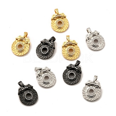 Brass Micro Pave Clear Cubic Zirconia Pendants ZIRC-P086-16-1