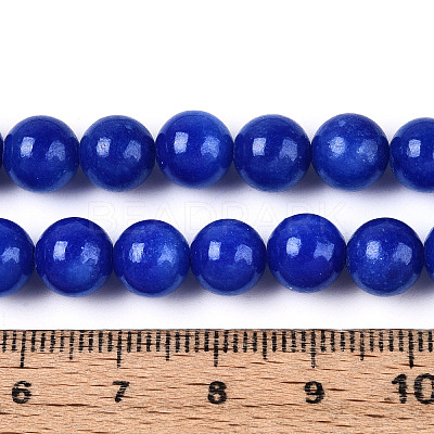 Dyed Natural Mashan Jade Round Beads Strands G-T139-8mm-67E-1