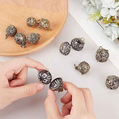 10Pcs 5 Styles Brass Cage Pendants KK-FI0001-11-1