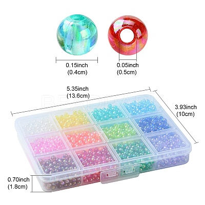 2400Pcs 12 Colors Eco-Friendly Transparent Acrylic Beads TACR-YW0001-97-1