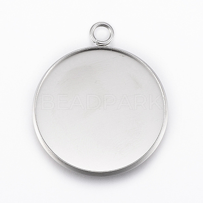 Tarnish Resistant 304 Stainless Steel Pendant Cabochon Settings STAS-E146-18P-25mm-1