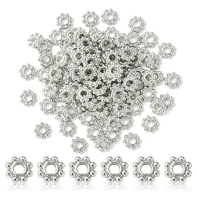 Alloy Daisy Spacer Beads PALLOY-YW0001-80-1