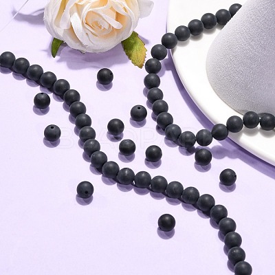 Dyed & Heated Natural Black Agate Beads Strands X-G-H1617-1