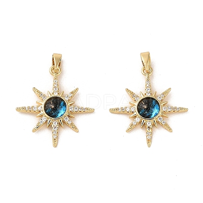 Rack Plating Brass Micro Pave Cubic Zirconia Pendants X-KK-C037-05G-1