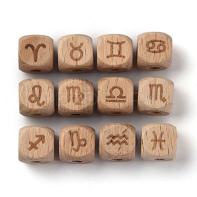 Natural Wood Constellation Beads WOOD-M002-06-1
