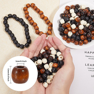 400Pcs 4 Colors Wood European Beads WOOD-GL0001-15-1