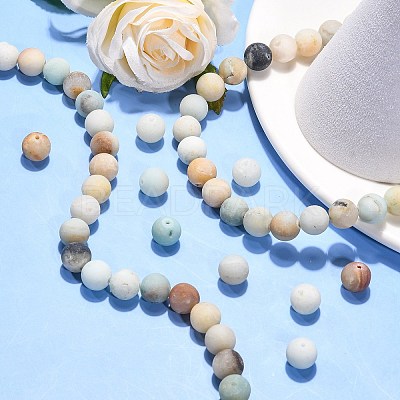 Natural Flower Amazonite Beads Strands G-G692-01F-10mm-1
