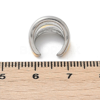 304 Stainless Steel Two-layer C-Shaped Cuff Earrings EJEW-M073-10PG-01-1