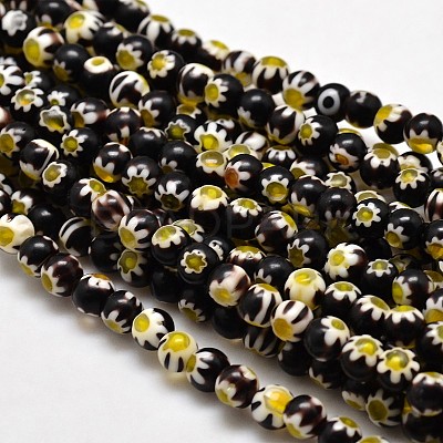 Round Millefiori Glass Beads Strands LK-P001-06-1