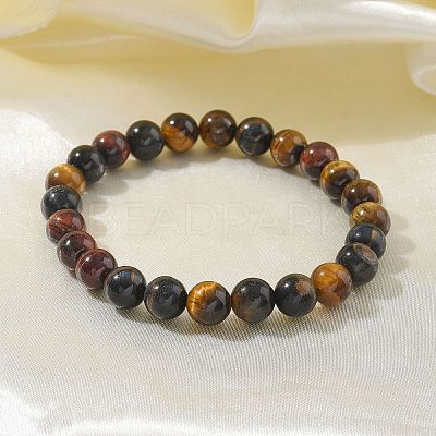 Natural Tiger Eye Bead Stretch Bracelets BJEW-K212-B-005-1