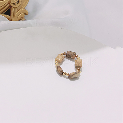 Handmade Natural Picasso Jasper Stretch Rings ZE1660-3-1