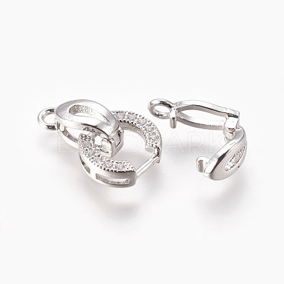 Brass Micro Pave Cubic Zirconia Fold Over Clasps KK-P164-12P-1