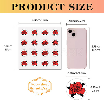 8 Sheets Plastic Waterproof Self-Adhesive Picture Stickers DIY-WH0428-051-1