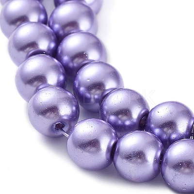 Baking Paint Pearlized Glass Pearl Round Bead Strands X-HY-Q330-8mm-27-1