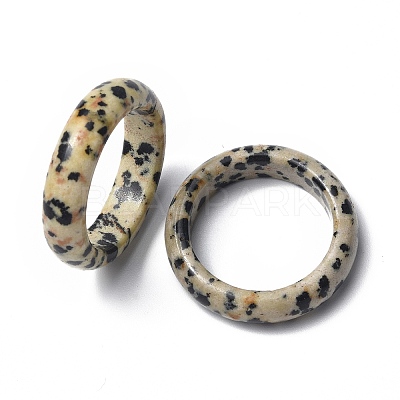 Natural Dalmatian Jasper Plain Band Ring RJEW-P044-01B-04-1