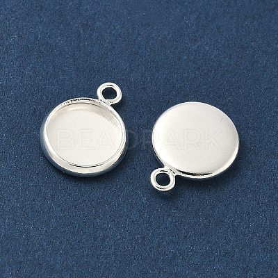 Flat Round Brass Pendant Cabochon Settings KK-K414-14B-S-1