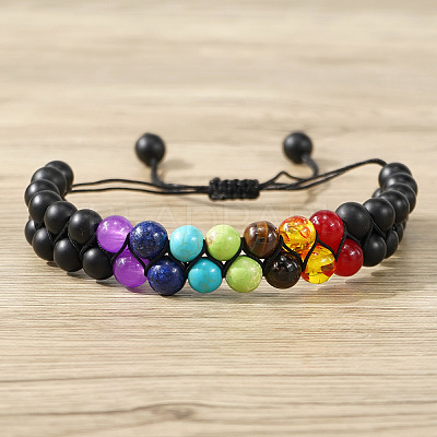 Chakra Round Glass Bead Braided Bracelets ZS1375-1