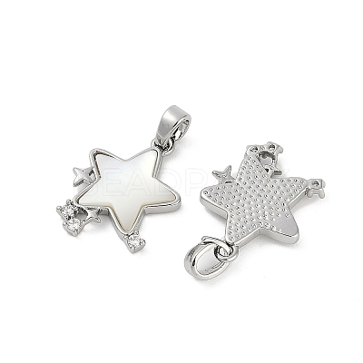 Natural White Shell Star Pendants KK-U043-22P-02-1