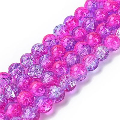 1 Strand Transparent Crackle Glass Round Beads Strands X-CCG-Q002-10mm-09-1