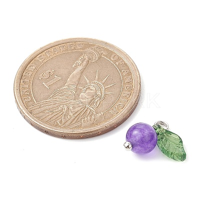 Natural Dyed Malaysia Jade Fruit Charms PALLOY-JF02431-03-1