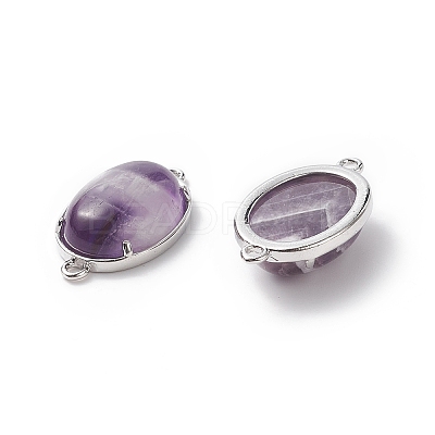 Brass Natural Amethyst Links Connectors X-G-E398-03D-1