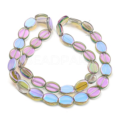 Half Rainbow Plated Electroplate Transparent Glass Beads Strands EGLA-G037-05A-HR01-1
