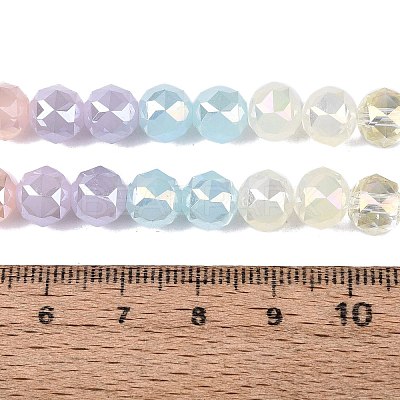 Electroplate Imitation Jade & Opaque & Transparent Glass Beads Strands EGLA-Q135-8MM-A02-1