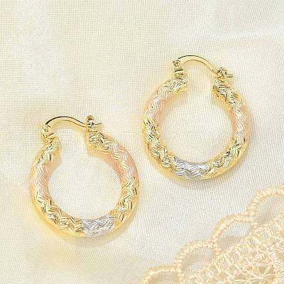 Brass Two Tone Hoop Earrings EJEW-B117-06C-M-1